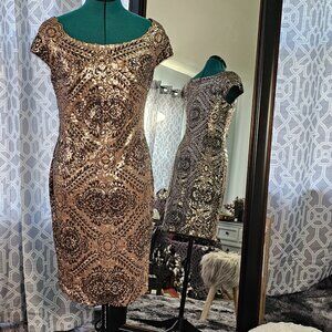 Emma Street Metallic Brocade Sheath Dress – Size 6